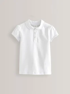 Schoolkleding*Next - 2 Pack katoenen stretchy schoolpoloTops met rucheskraag (3-16jr) Wit