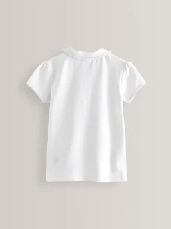 Schoolkleding*Next - 2 Pack katoenen stretchy schoolpoloTops met rucheskraag (3-16jr) Wit