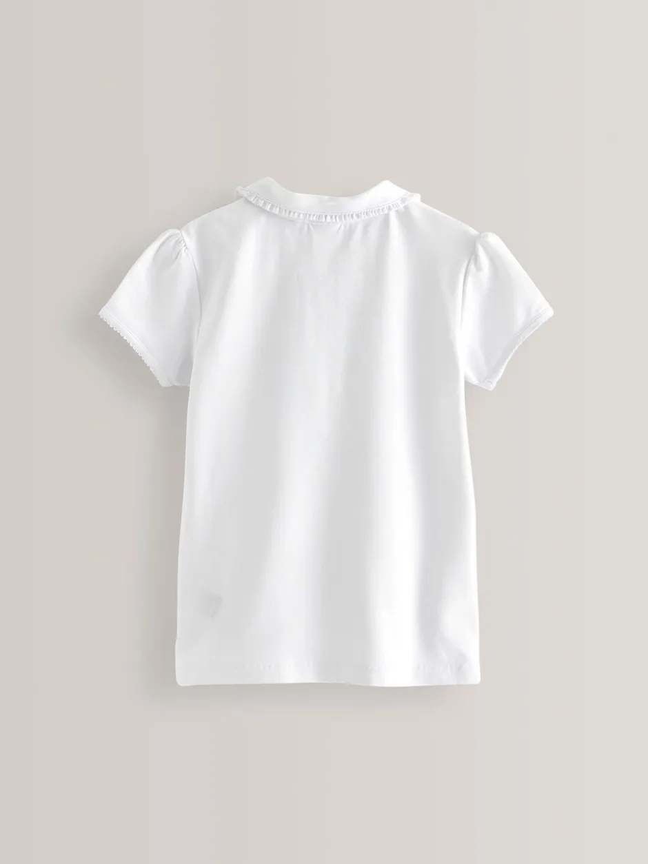 Schoolkleding*Next - 2 Pack katoenen stretchy schoolpoloTops met rucheskraag (3-16jr) Wit