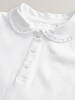 Schoolkleding*Next - 2 Pack katoenen stretchy schoolpoloTops met rucheskraag (3-16jr) Wit