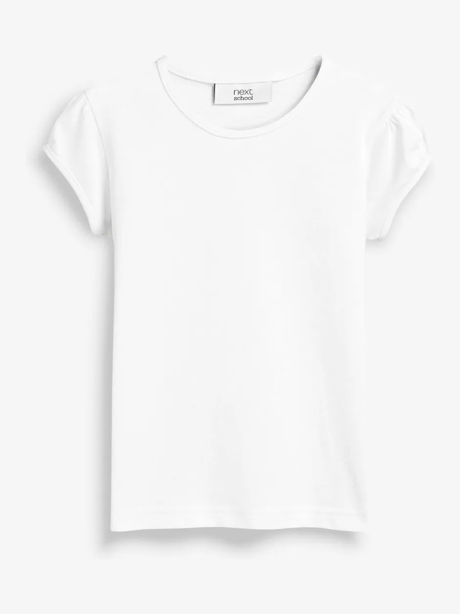 Schoolkleding|T-Shirts*Next Wit - 2 -pack T-shirts met pofmouwen (3-16jaar)