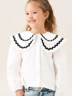 Overhemden En Blouses|Angel & Rocket - Leonie Double Collar Spot Blouse Wit