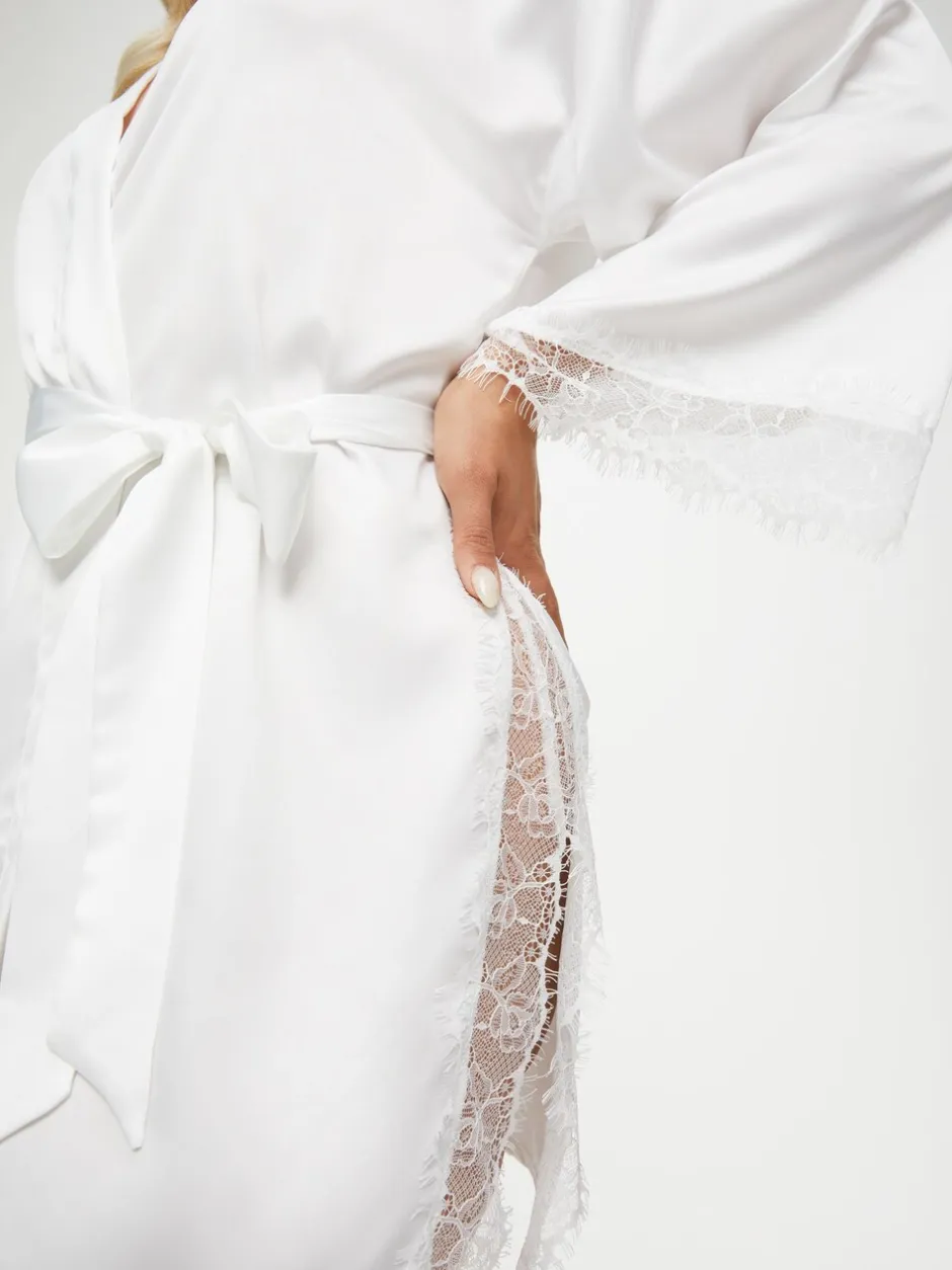 Badjassen*Ann Summers - Cherryann satijnen kimono Wit