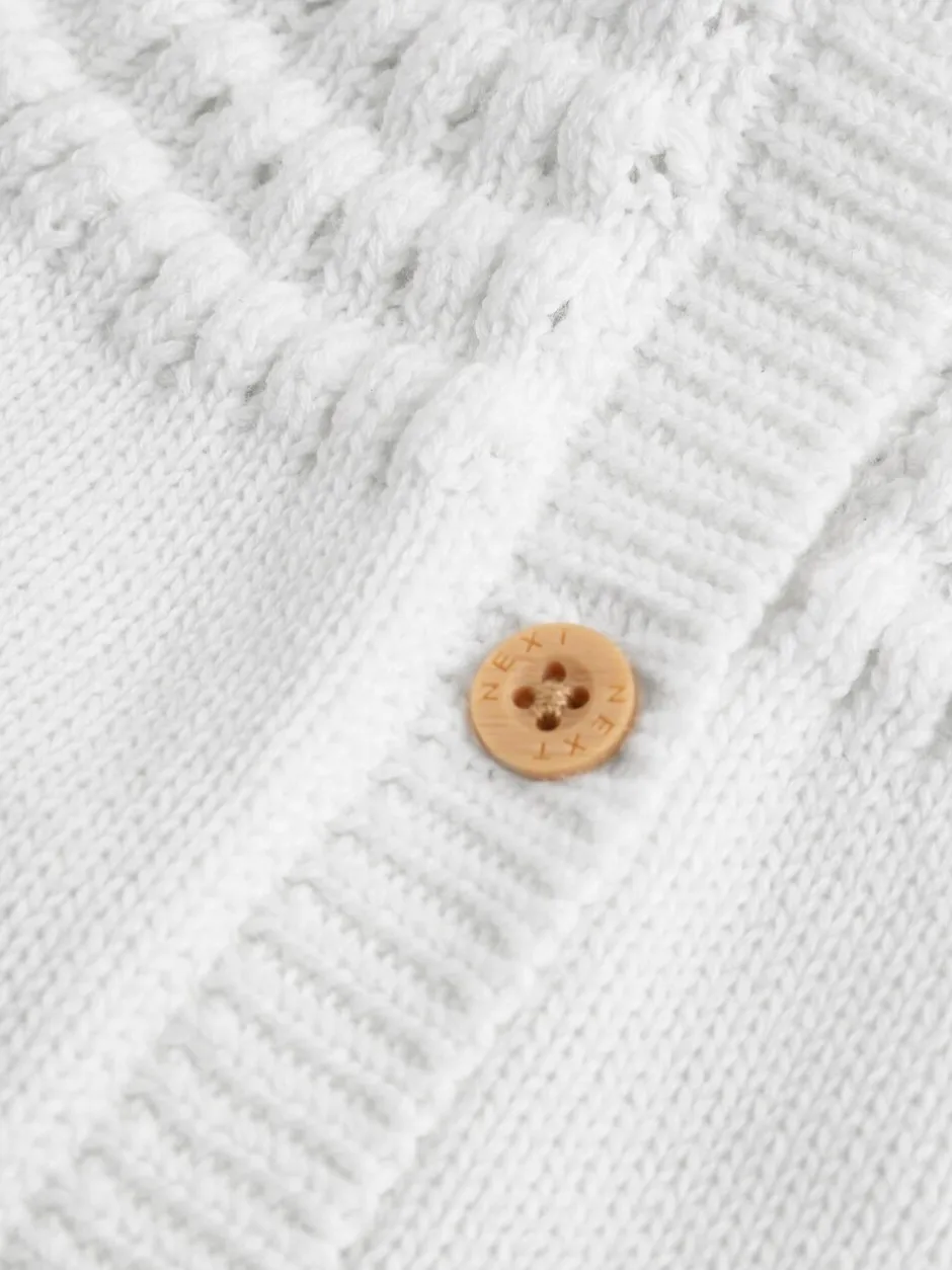 Gebreide Kleding*Next - Baby Heart Pocket Button Through Cardigan (0mths-2yrs) Wit