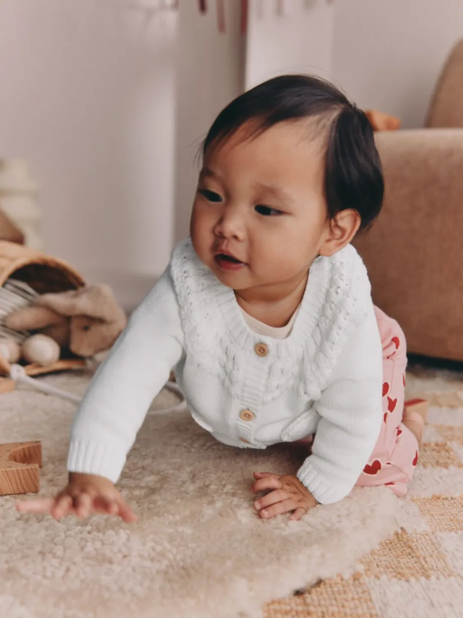 Gebreide Kleding*Next - Baby Heart Pocket Button Through Cardigan (0mths-2yrs) Wit
