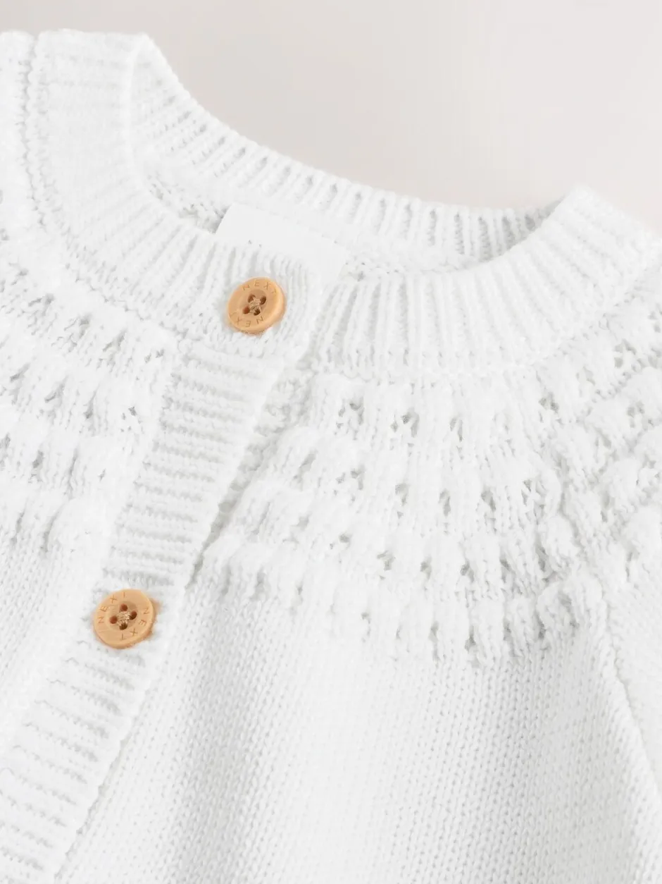 Gebreide Kleding*Next - Baby Heart Pocket Button Through Cardigan (0mths-2yrs) Wit