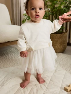 Gelegenheidskleding|Jurken*Next - Baby Twofer mesh jurk (0mnd -2jr) Wit