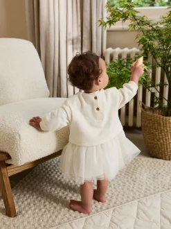 Gelegenheidskleding|Jurken*Next - Baby Twofer mesh jurk (0mnd -2jr) Wit