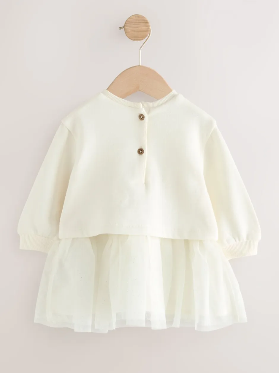 Gelegenheidskleding|Jurken*Next - Baby Twofer mesh jurk (0mnd -2jr) Wit