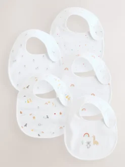 Rompertjes En Hemdjes|Rompertjes En Hemdjes*Next Wit - Babyslabbetjes met dierenprint 5 stuks