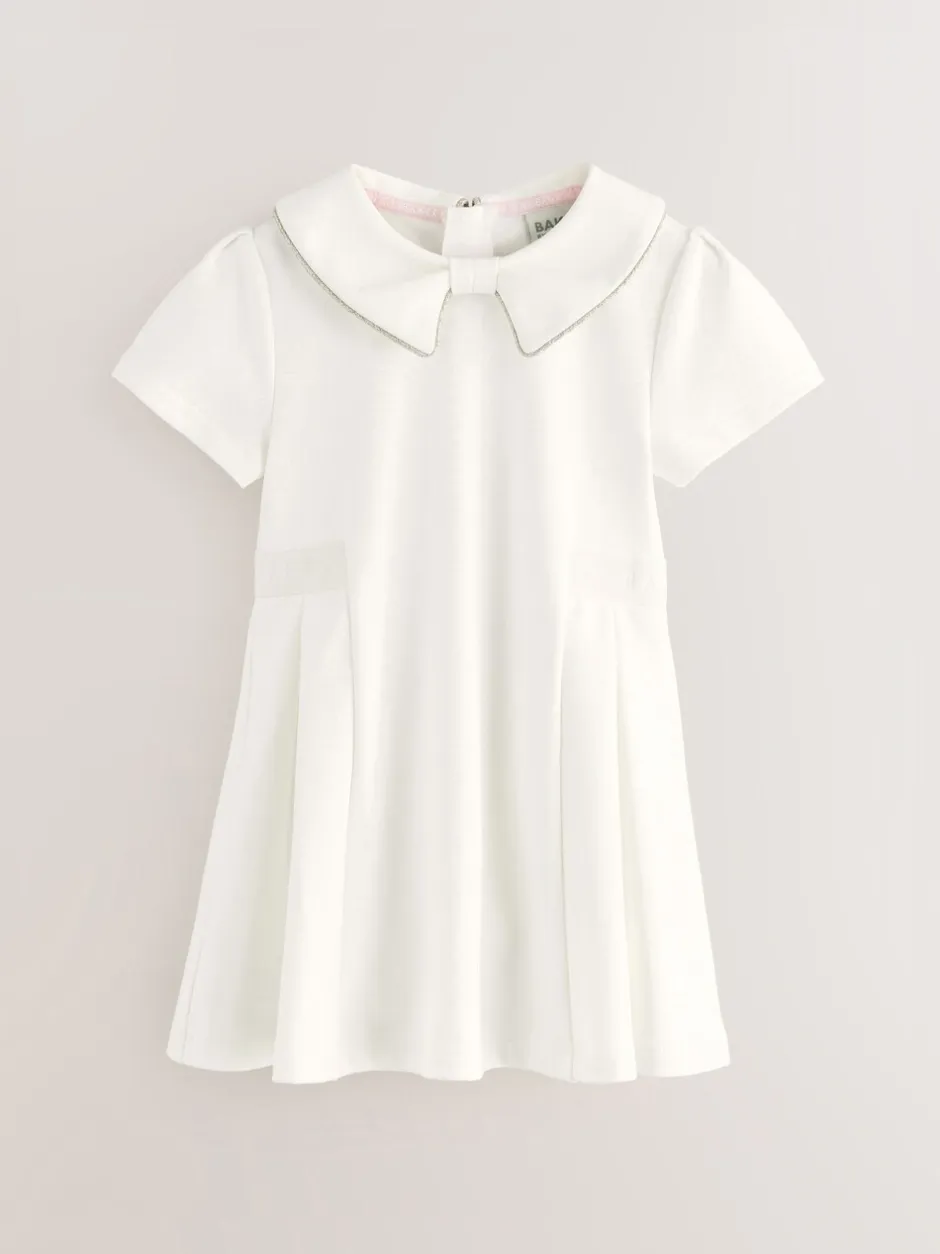 Jurken|Jurken*Baker by Ted Baker - - Jurk van Ponte-stof met strikkraag Wit