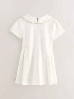 Jurken|Jurken*Baker by Ted Baker - - Jurk van Ponte-stof met strikkraag Wit