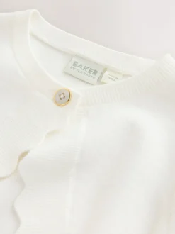 Gebreide Kleding*Baker by Ted Baker - Bow Sleeve Scallop Edge Cardigan Wit