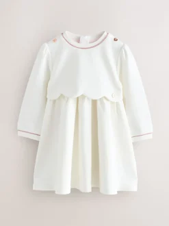 Jurken|Gelegenheidskleding*Baker by Ted Baker - Ponte-jurk met gegolfde rand Wit