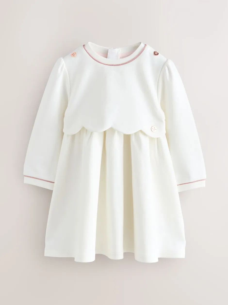 Jurken|Gelegenheidskleding*Baker by Ted Baker - Ponte-jurk met gegolfde rand Wit