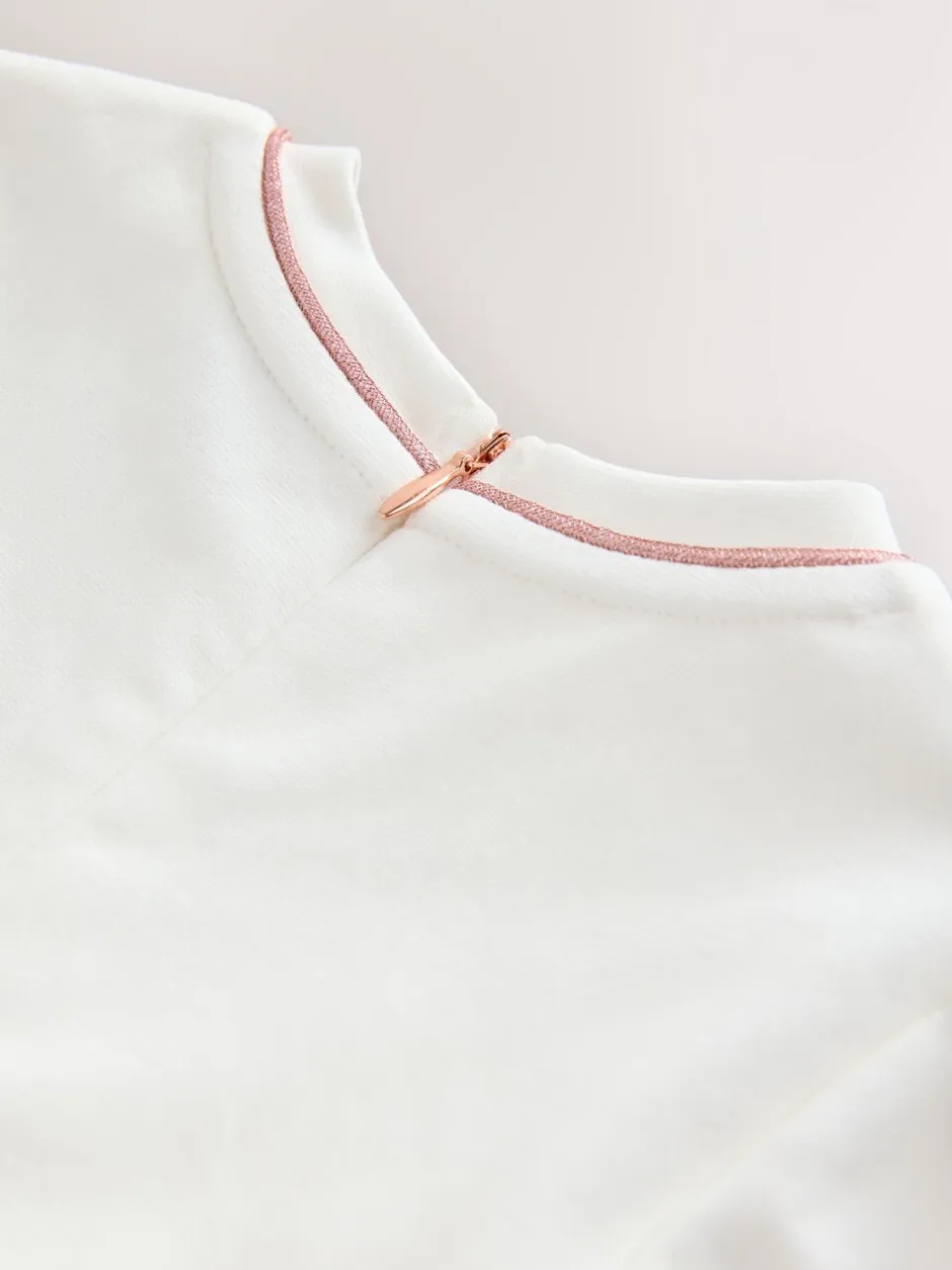 Jurken|Gelegenheidskleding*Baker by Ted Baker - Ponte-jurk met gegolfde rand Wit