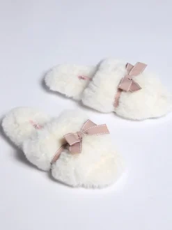 Pantoffels|Boux Avenue - Plush Bow Mix Slipper Sliders Wit