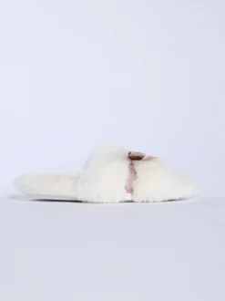 Pantoffels|Boux Avenue - Plush Bow Mix Slipper Sliders Wit