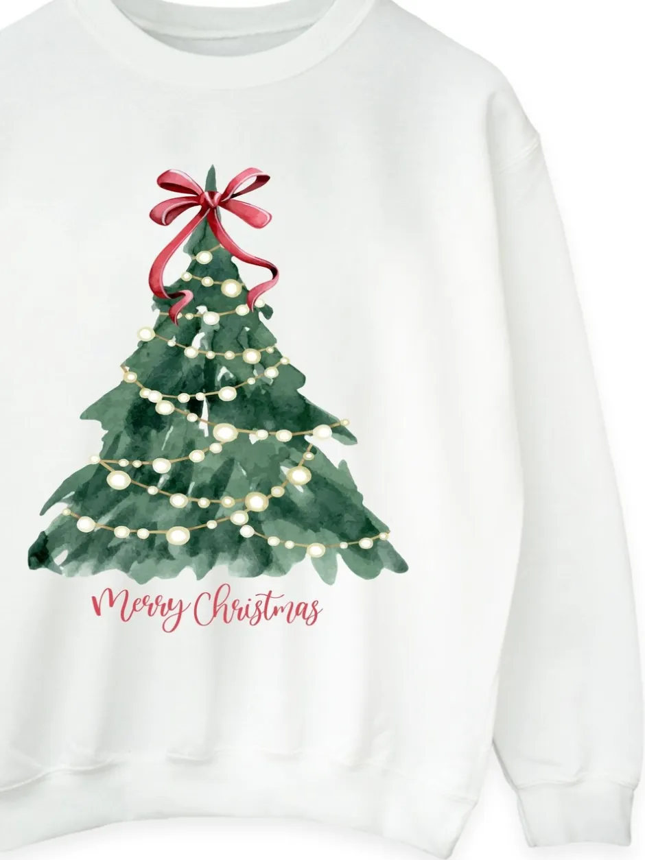 Hoody's En Sweatshirts*Brands In - Christmas Tree Watercolour Sweatshirt Wit