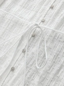 Jurken|Next Wit - Button Through Tie Waist Sleeveless Maxi Dress