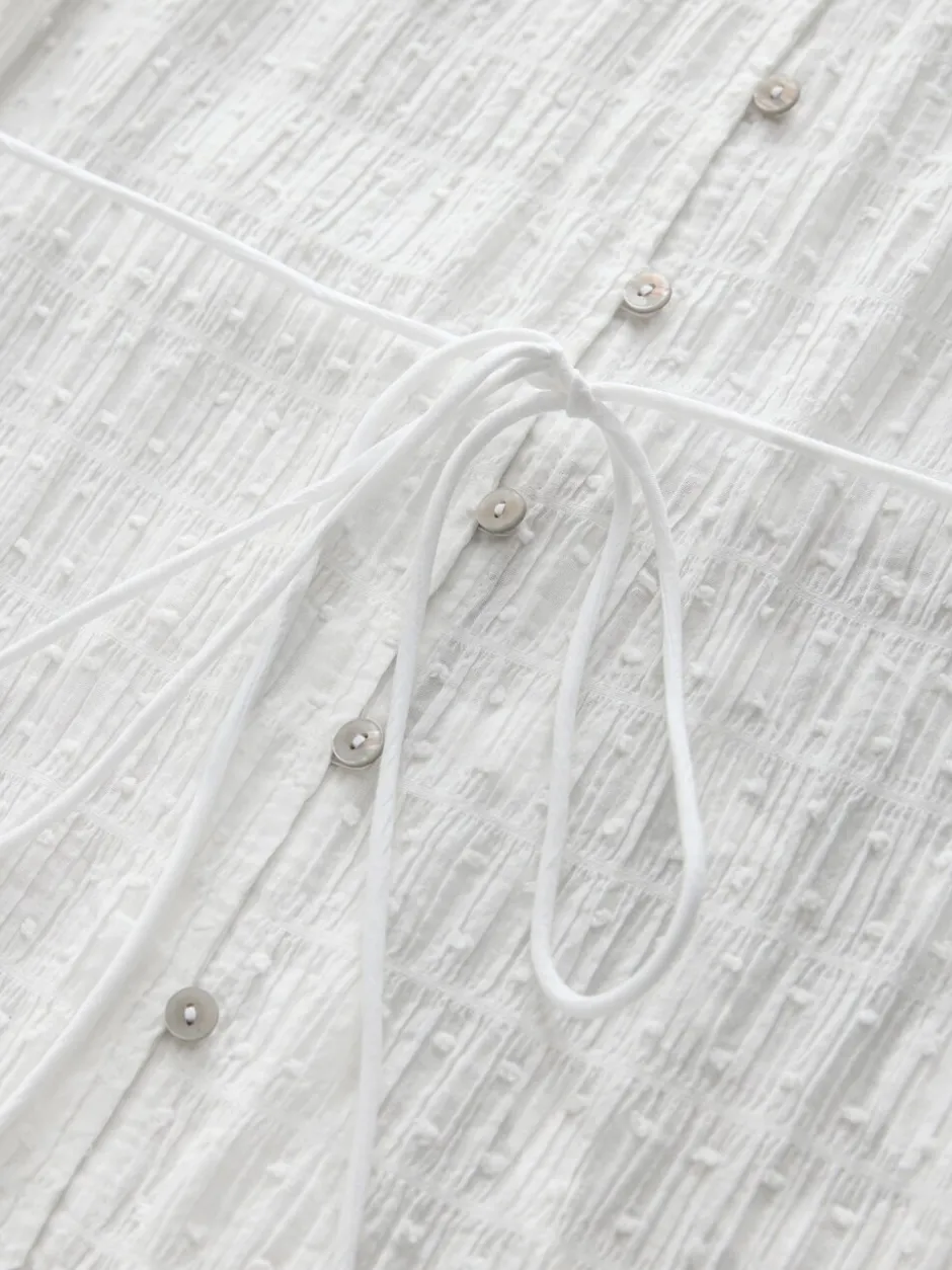 Jurken|Next Wit - Button Through Tie Waist Sleeveless Maxi Dress