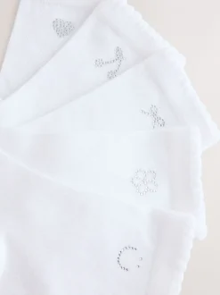 Sokken En Panty's|Next - Cotton Rich Diamante Ankle Socks 5 Pack Wit