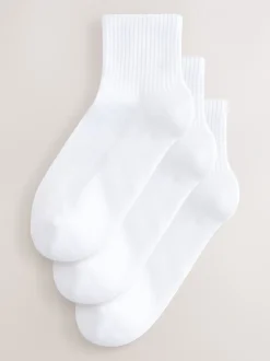 Sokken En Panty's|Sportkleding|Next - Cushion Sole Ribbed Sport Cropped Ankle Socks 3 Pack h Arch Support Wit