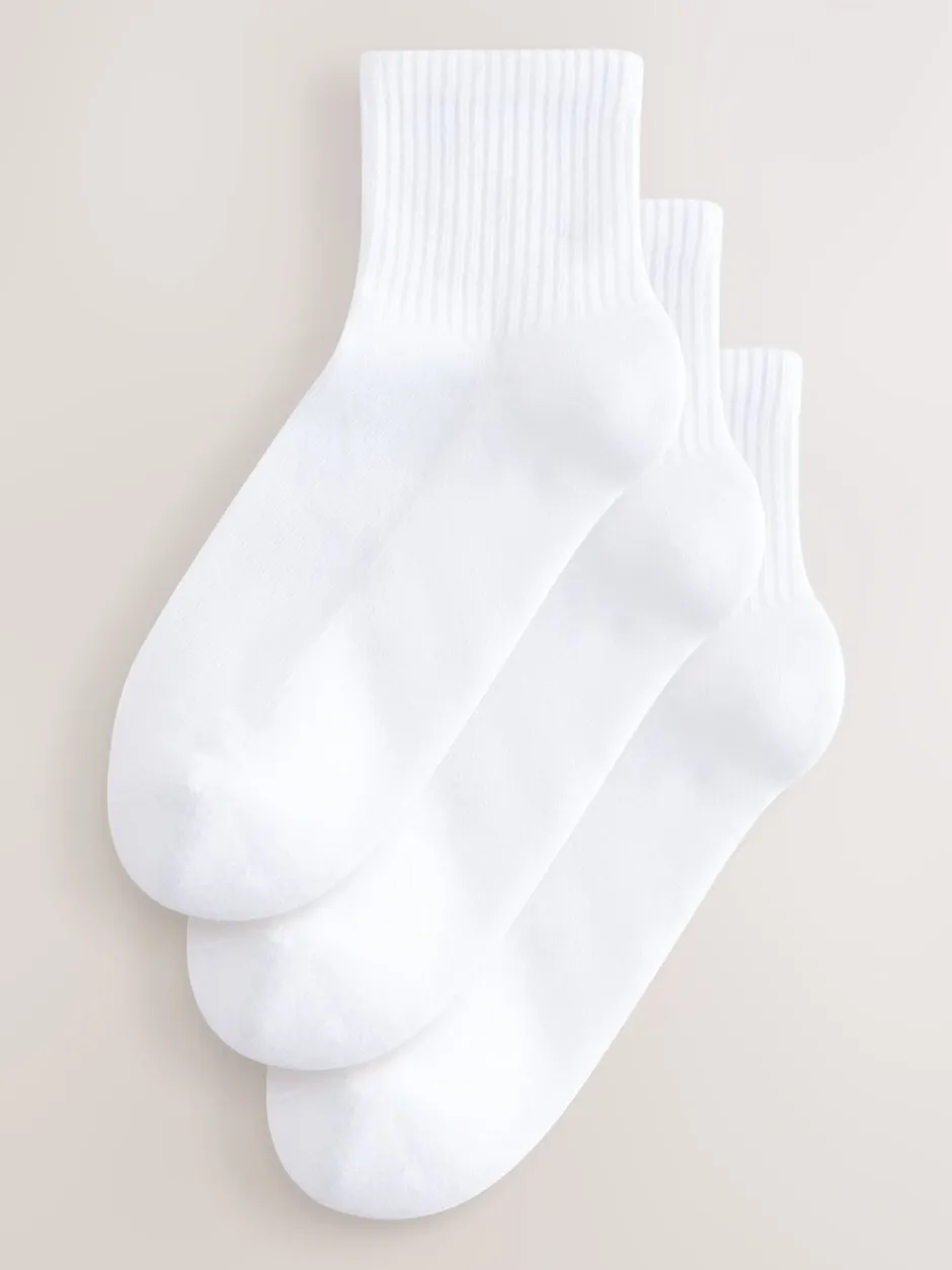 Sokken En Panty's|Sportkleding|Next - Cushion Sole Ribbed Sport Cropped Ankle Socks 3 Pack h Arch Support Wit