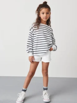 Shorts En Rokken*Next Wit - Denim shorts met rafels (3-16jr)