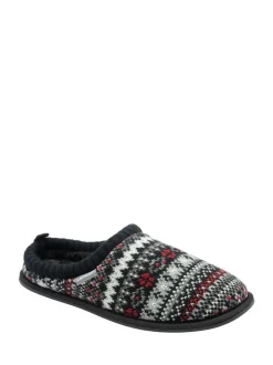 Pantoffels|Dunlop - heren pantoffelmuiltjes met Fairisle-patroon en warme voering Wit