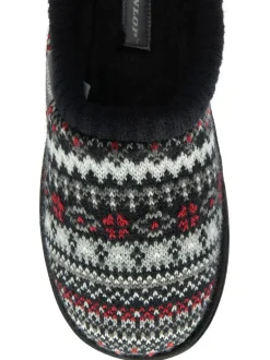 Pantoffels|Dunlop - heren pantoffelmuiltjes met Fairisle-patroon en warme voering Wit