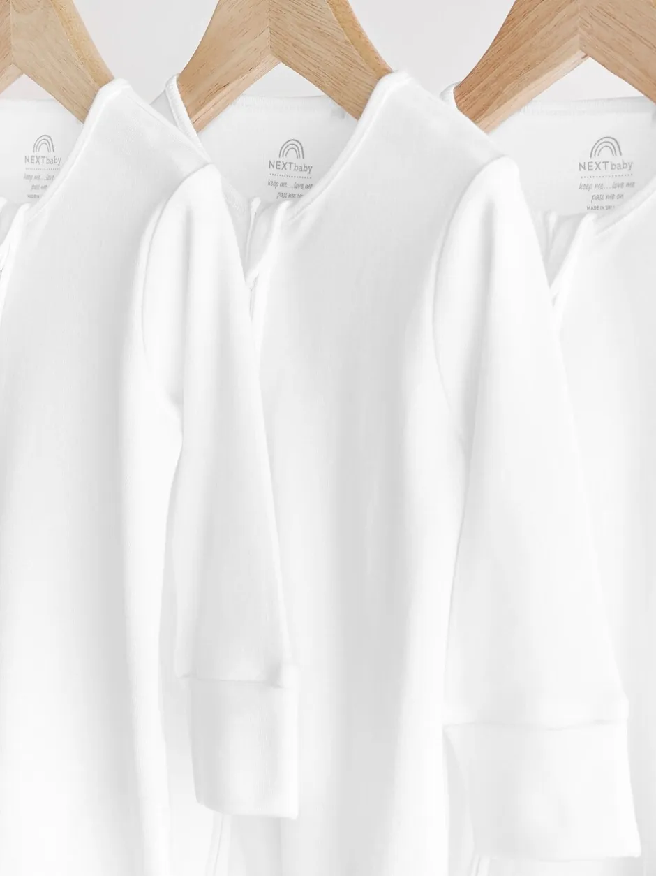 Multipacks|Babypakjes En Babypyjama's|Next - Essential 100% Katoenen babypakjes met rits 3 Pack (0-3jr) Wit