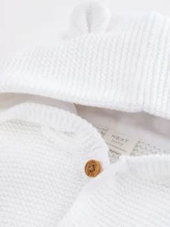 Gebreide Kleding|Next - Gebreid babyvest met capuchon Wit
