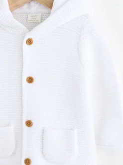 Gebreide Kleding|Next - Gebreid babyvest met capuchon Wit