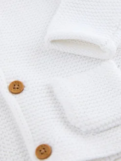 Gebreide Kleding|Next - Gebreid babyvest met capuchon Wit