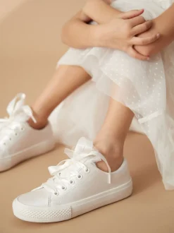 Sneakers|Next Wit - Gelegenheids-Tulle trainers met Vetersluiting