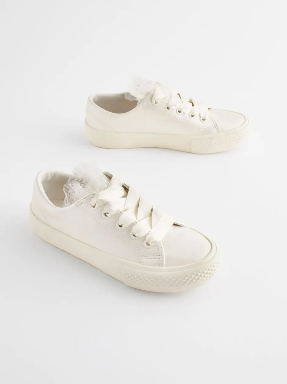 Sneakers|Next Wit - Gelegenheids-Tulle trainers met Vetersluiting