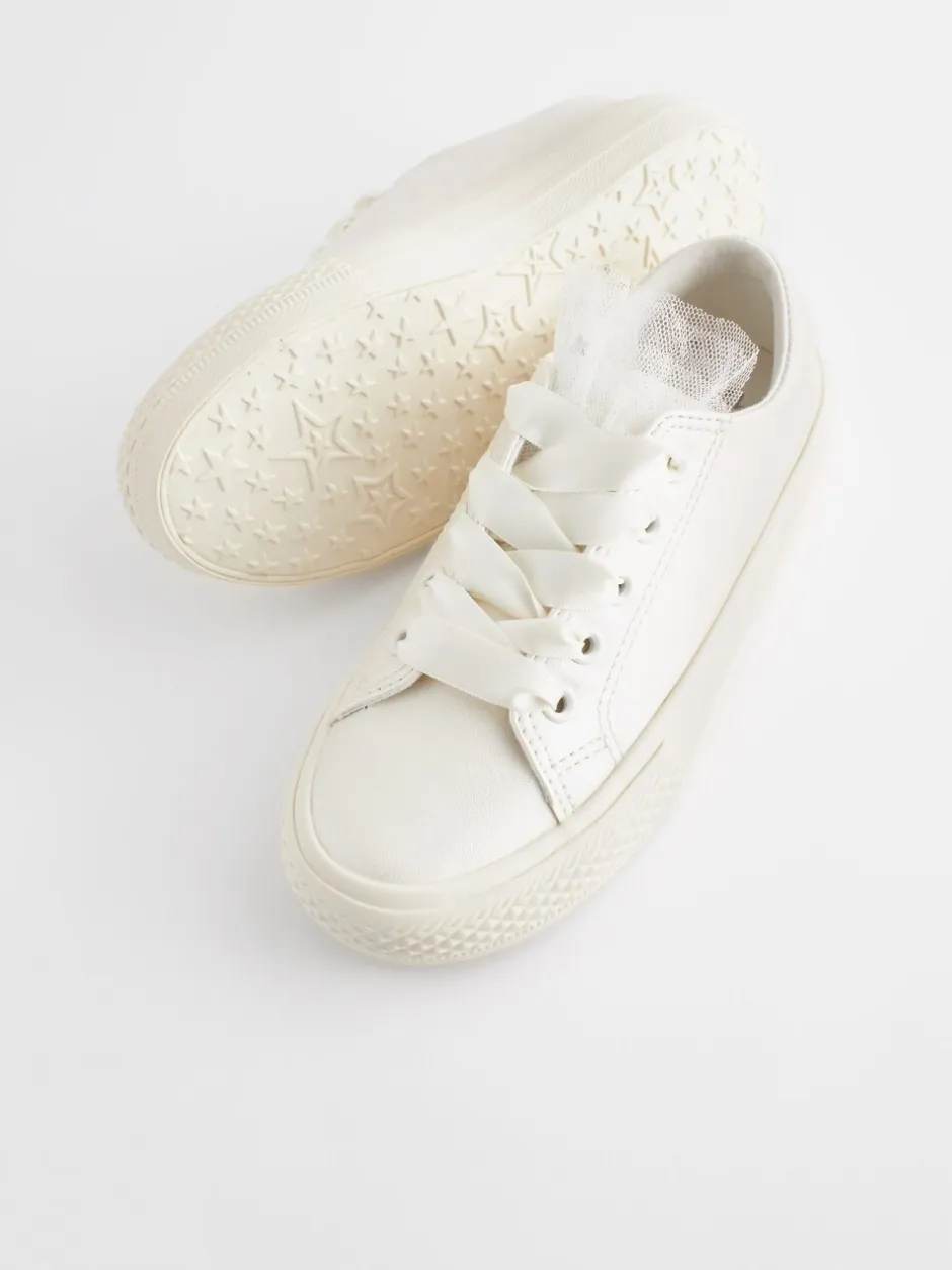 Sneakers|Next Wit - Gelegenheids-Tulle trainers met Vetersluiting