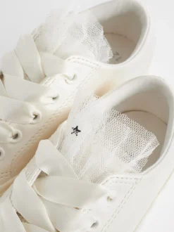 Sneakers|Next Wit - Gelegenheids-Tulle trainers met Vetersluiting