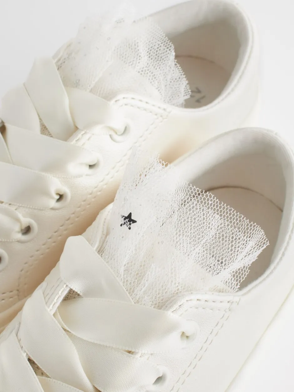 Sneakers|Next Wit - Gelegenheids-Tulle trainers met Vetersluiting