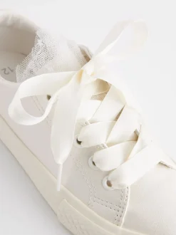 Sneakers|Next Wit - Gelegenheids-Tulle trainers met Vetersluiting