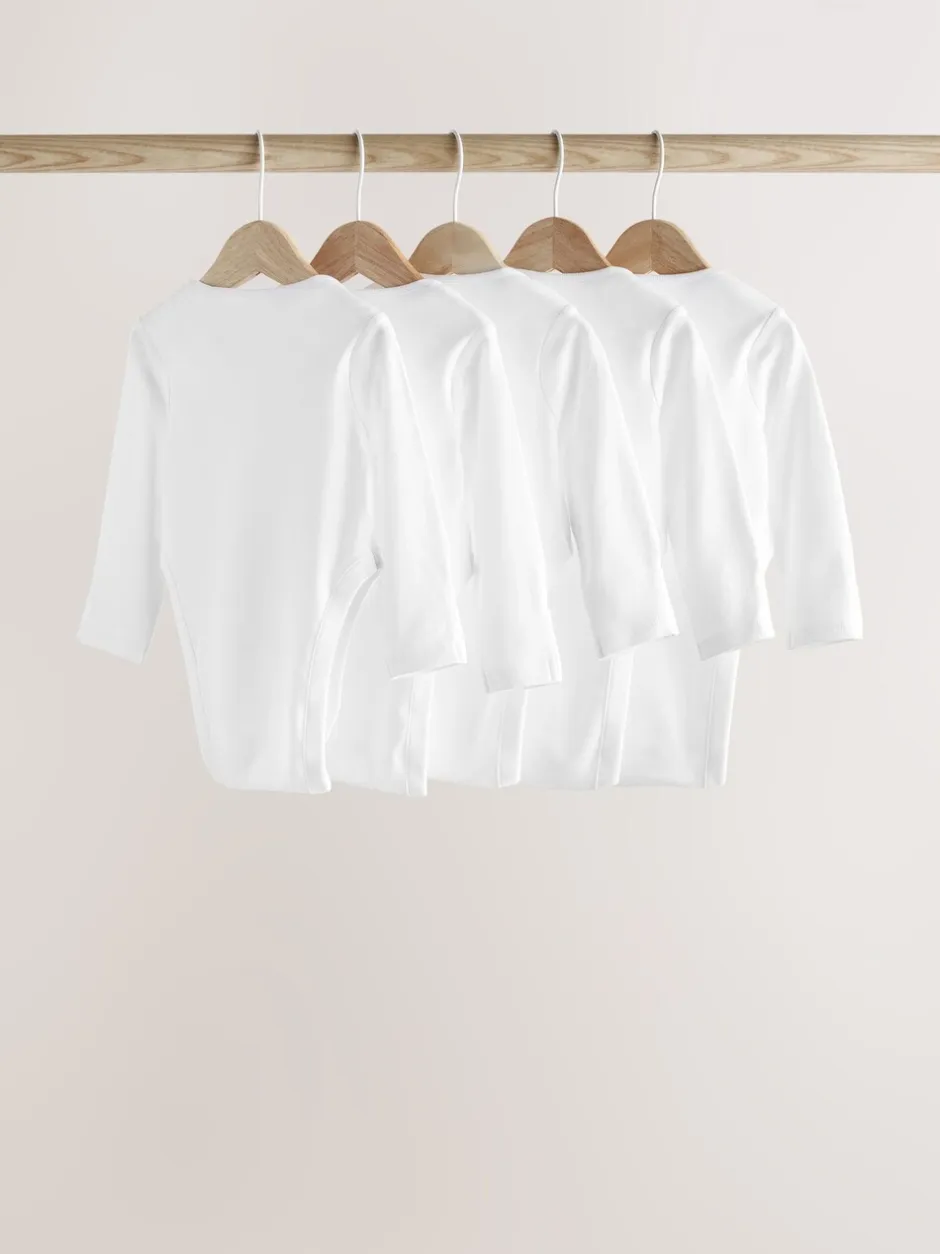 Rompertjes En Hemdjes|Rompertjes En Hemdjes*Next Wit - Hip Dysplasia Baby Long Sleeve Bodysuits 5 Pack