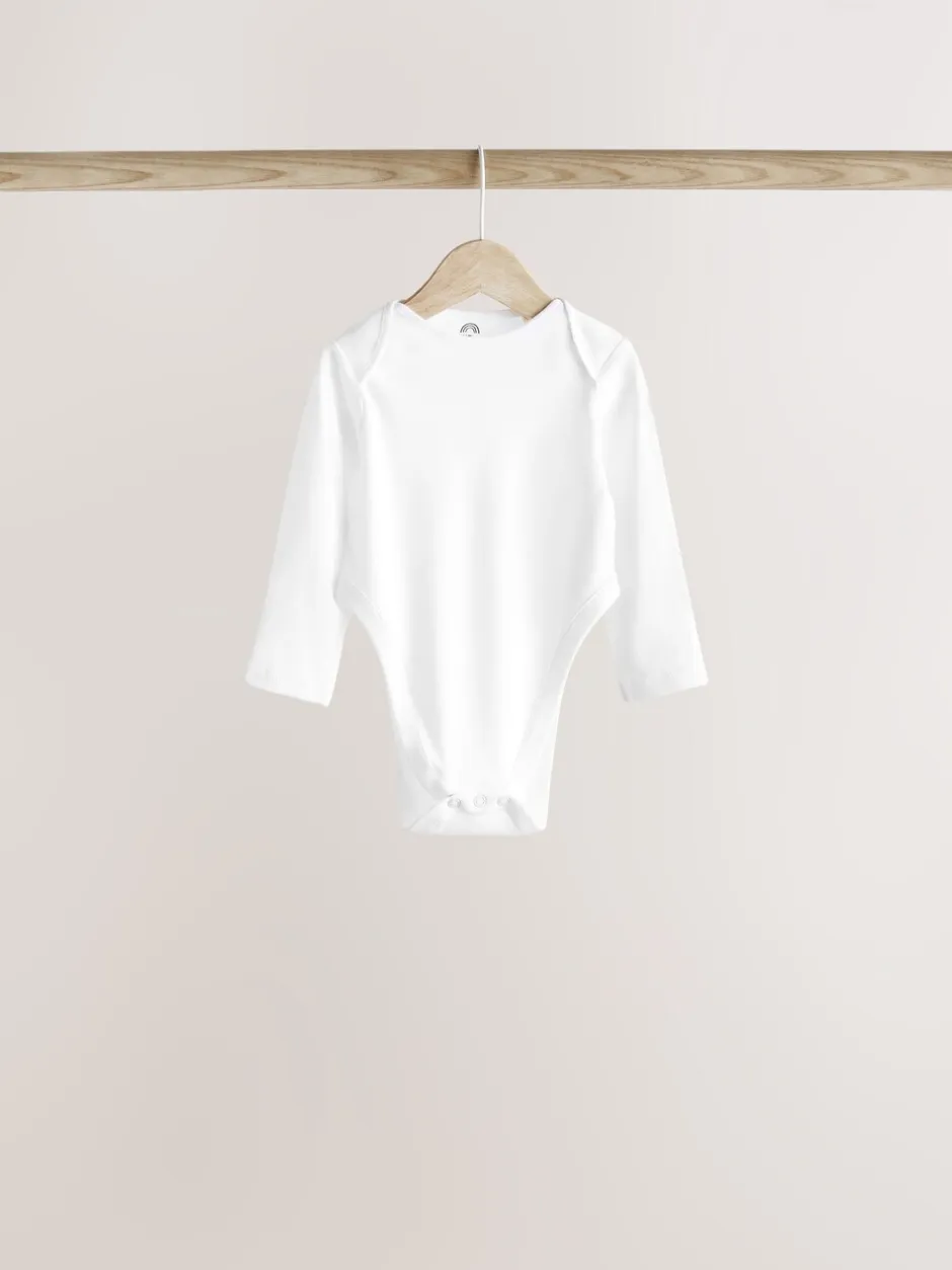 Rompertjes En Hemdjes|Rompertjes En Hemdjes*Next Wit - Hip Dysplasia Baby Long Sleeve Bodysuits 5 Pack