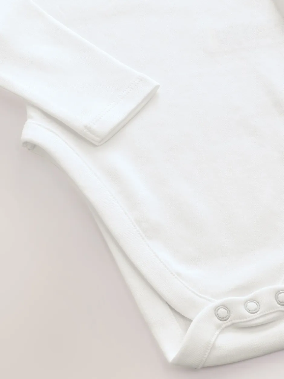Rompertjes En Hemdjes|Rompertjes En Hemdjes*Next Wit - Hip Dysplasia Baby Long Sleeve Bodysuits 5 Pack