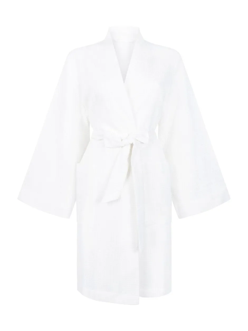 Badjassen|Hunkemoller - Hunkemöller Waffle White Bathrobe Wit