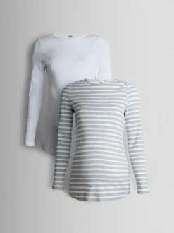 Moederschap*Jojo Maman Bébé Wit - 2-Pack Ribbed Maternity & Nursing Tops