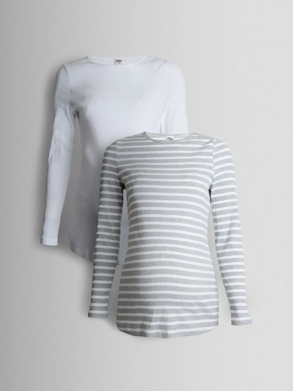 Moederschap*Jojo Maman Bébé Wit - 2-Pack Ribbed Maternity & Nursing Tops