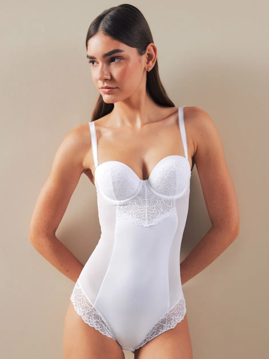 Shapewear|Next - Kanten body met cups en sterke buikcorrectie Wit