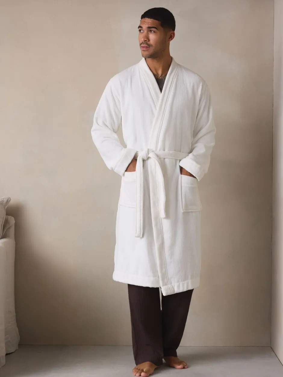 Loungewear|Kamerjassen En Badjassen*Next Wit - Katoenen kamerjas van badstof