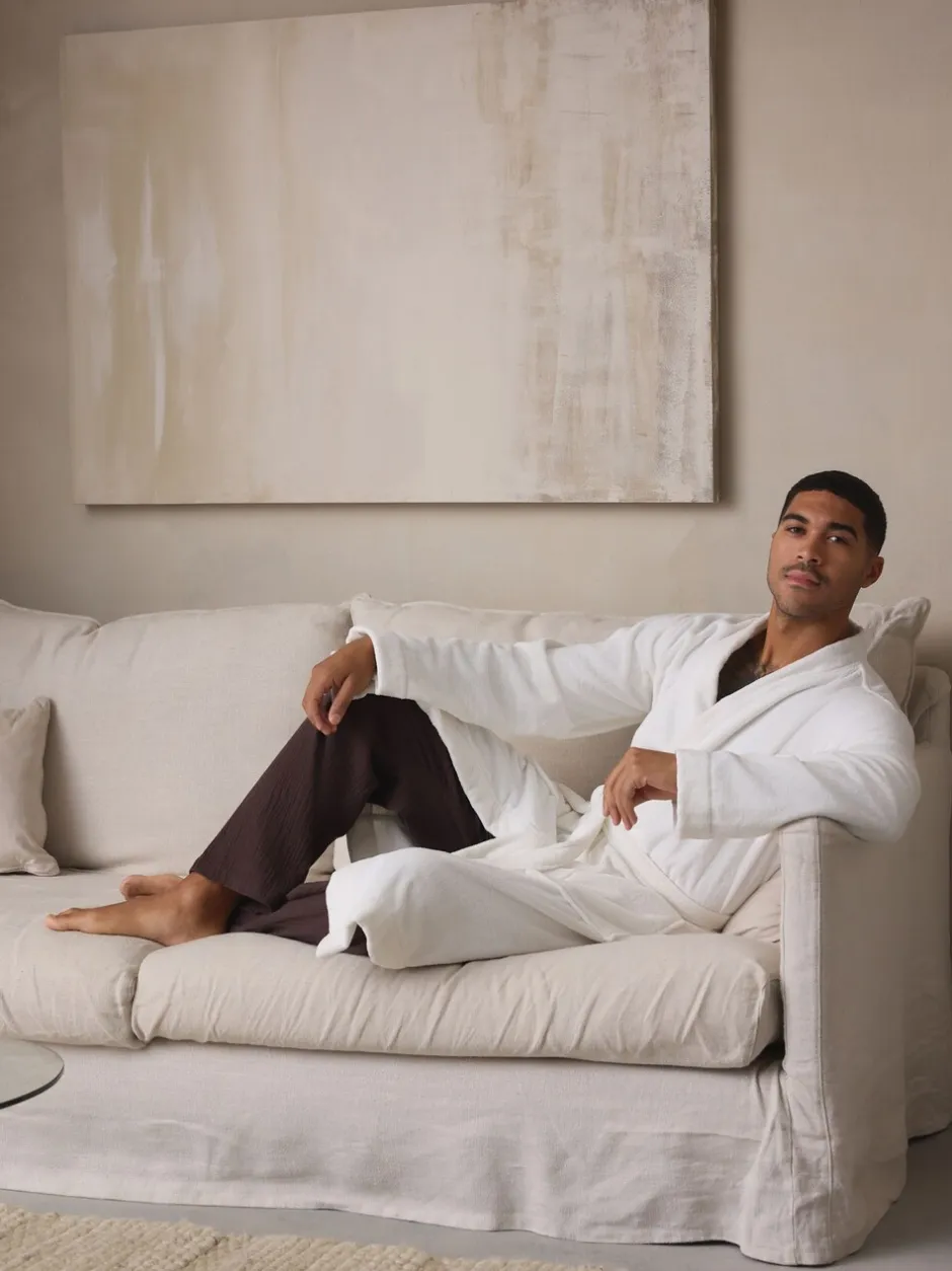 Loungewear|Kamerjassen En Badjassen*Next Wit - Katoenen kamerjas van badstof